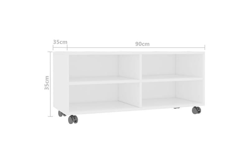 TV-taso rullapyörillä valkoinen 90x35x35 cm lastulevy - Valkoinen - Huonekalut - TV- & Mediakalusteet - Tv taso & Mediataso