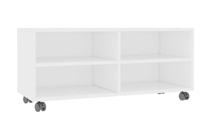 TV-taso rullapyörillä valkoinen 90x35x35 cm lastulevy - Valkoinen - Huonekalut - TV- & Mediakalusteet - Tv taso & Mediataso