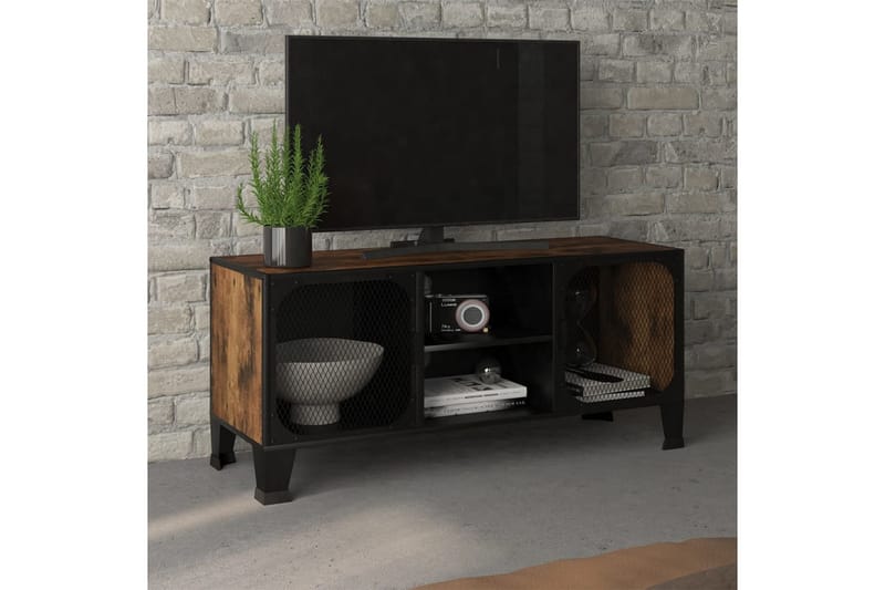 TV-taso rustiikkinen ruskea 105x36x47 cm metalli ja MDF - Ruskea - Huonekalut - TV- & Mediakalusteet - Tv taso & Mediataso