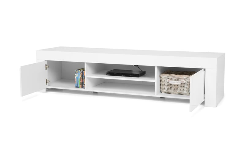 TV-taso Salerno 190 cm Suuri 2 ovea - Valkoinen Korkeakiilto - Huonekalut - TV- & Mediakalusteet - Tv taso & Mediataso