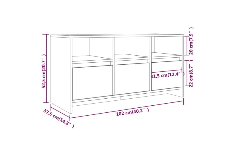 TV-taso savutammi 102x37,5x52,5 cm lastulevy - Ruskea - Huonekalut - TV- & Mediakalusteet - Tv taso & Mediataso