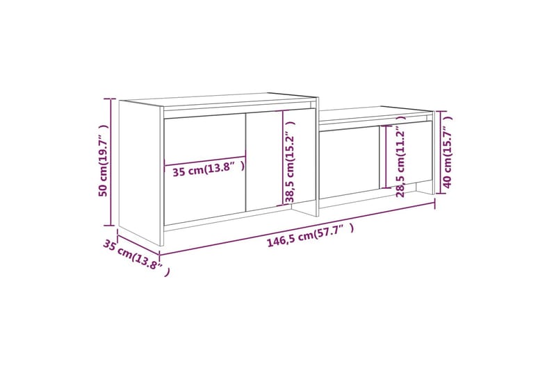TV-taso savutammi 146,5x35x50 cm lastulevy - Ruskea - Huonekalut - TV- & Mediakalusteet - Tv taso & Mediataso