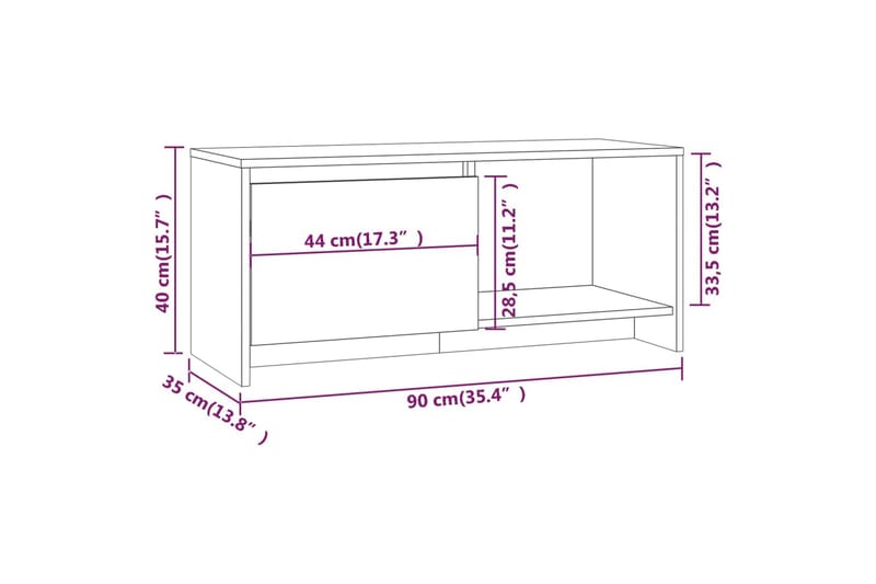 TV-taso savutammi 90x35x40 cm lastulevy - Ruskea - Huonekalut - TV- & Mediakalusteet - Tv taso & Mediataso