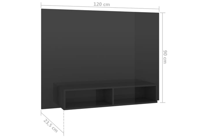 TV-taso seinälle korkeakiilto harmaa 120x23,5x90 cm - Harmaa - Tv taso & Mediataso