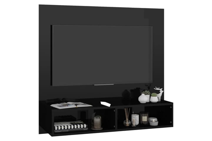 TV-taso seinälle korkeakiilto musta 102x23,5x90cm lastulevy - Musta - Tv taso & Mediataso
