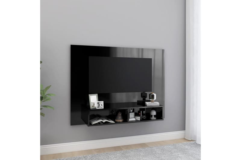 TV-taso seinälle korkeakiilto musta 120x23,5x90 cm lastulevy - Musta - Huonekalut - TV- & Mediakalusteet - Tv taso & Mediataso