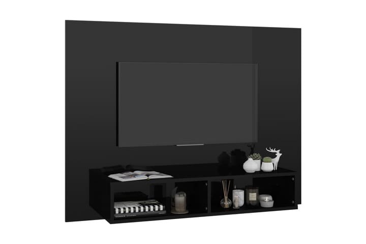 TV-taso seinälle korkeakiilto musta 120x23,5x90 cm lastulevy - Musta - Tv taso & Mediataso