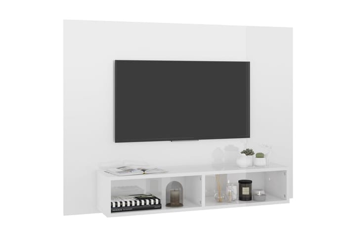 TV-taso seinälle korkeakiilto valkoinen 120x23,5x90 cm - Valkoinen - Tv taso & Mediataso