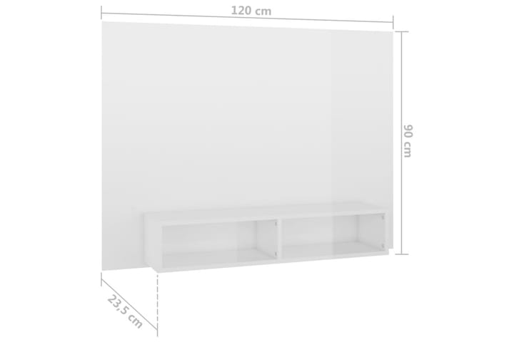 TV-taso seinälle korkeakiilto valkoinen 120x23,5x90 cm - Valkoinen - Tv taso & Mediataso