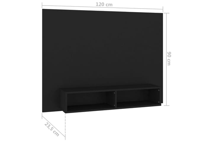 TV-taso seinälle musta 120x23,5x90 cm lastulevy - Musta - Tv taso & Mediataso