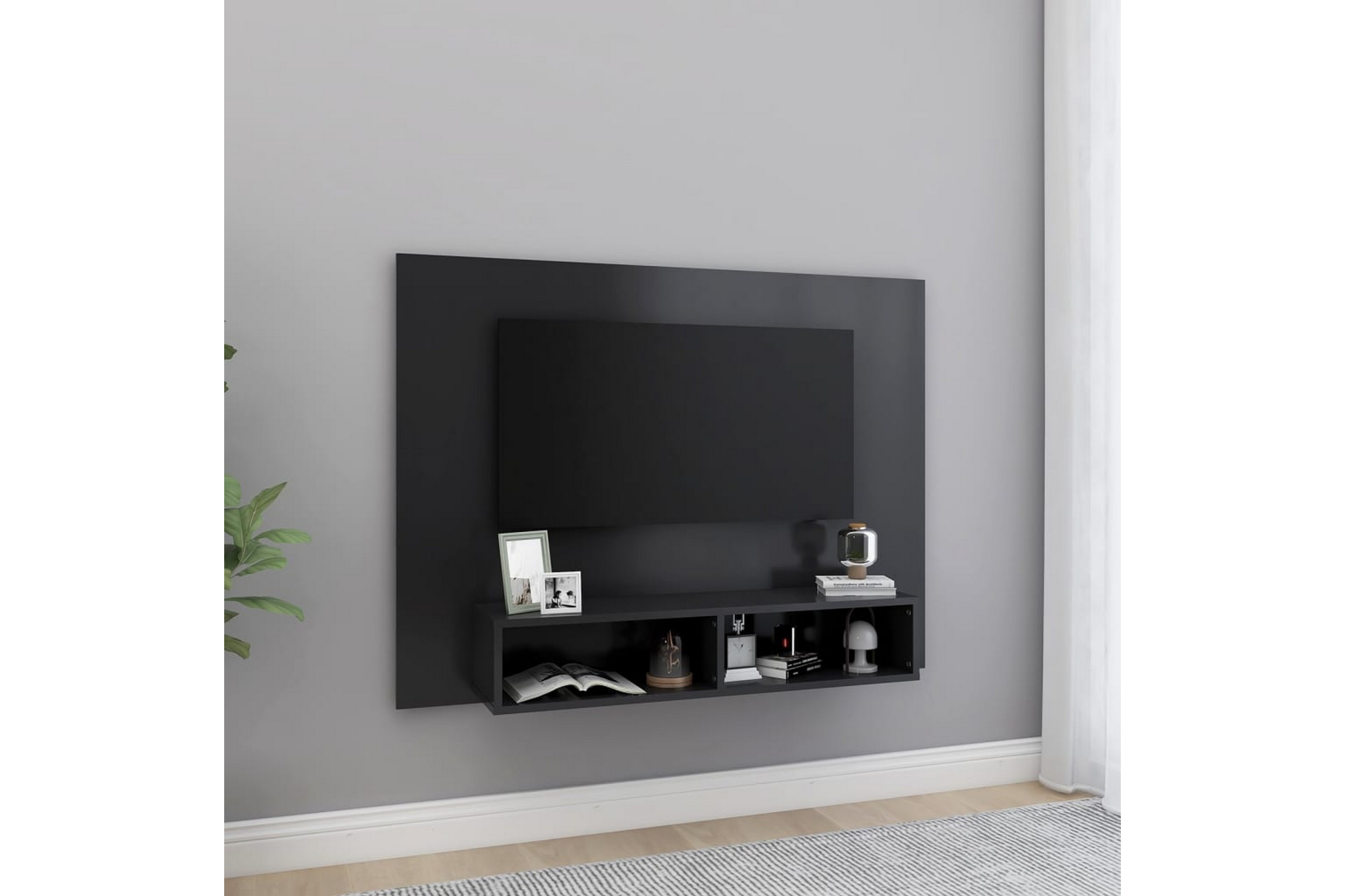 TV-taso seinälle harmaa 120x23,5x90 cm lastulevy - Harmaa