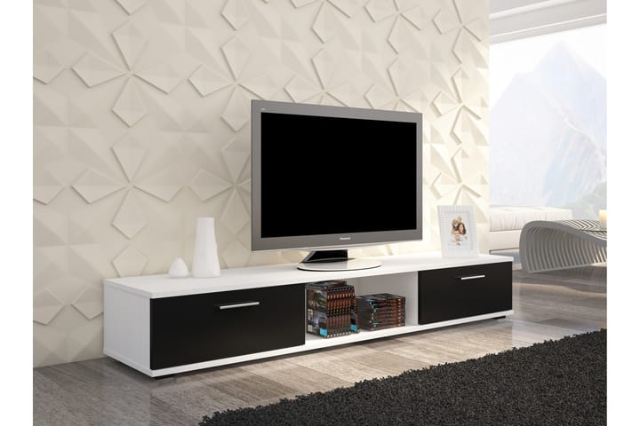 TV-taso Sellent 176 cm 2 laatikkoa + Hylly - Valkoinen Mattalakka/Musta - Tv taso & Mediataso