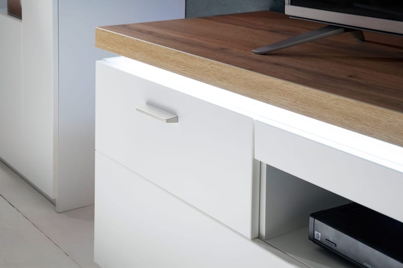 TV-taso Sirbaugh 156 cm - Valkoinen/Tammi - Huonekalut - TV- & Mediakalusteet - Tv taso & Mediataso