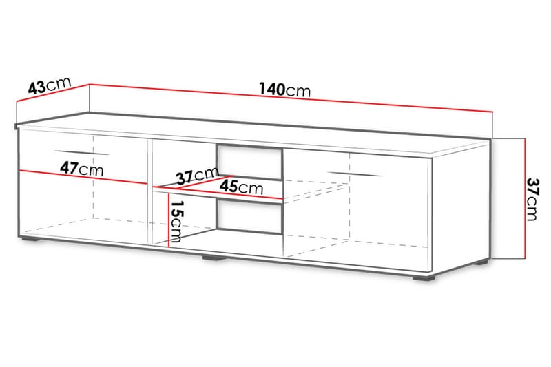 TV-taso Soho 140x43x37 cm - Valkoinen - Tv taso & Mediataso