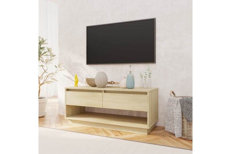 TV-taso Sonoma-tammi 102x41x44 cm lastulevy - Beige - Tv taso & Mediataso