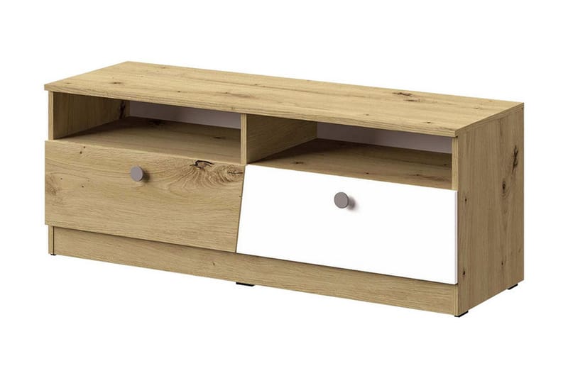 TV-taso Staton 120 cm, Luonnonväri/Valkoinen/Harmaa