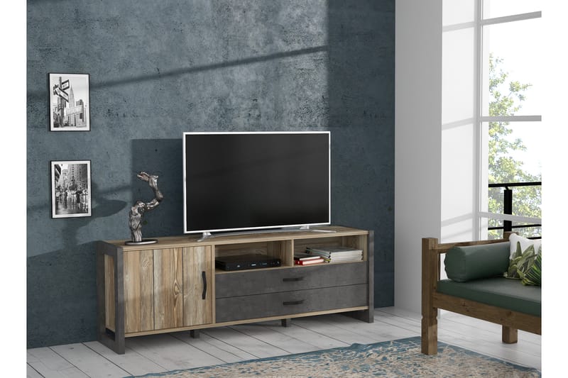 TV-taso Strelcha 190 cm - Ruskea/Harmaa - Huonekalut - TV- & Mediakalusteet - Tv taso & Mediataso