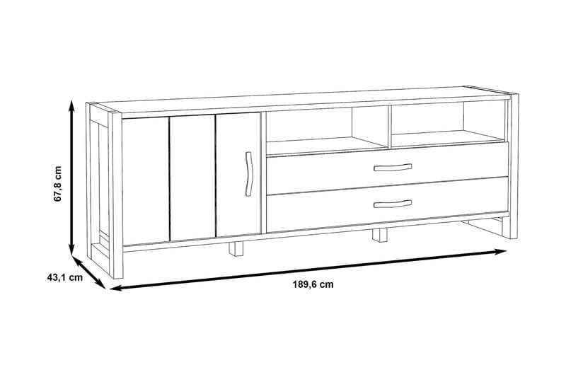 TV-taso Strelcha 190 cm - Ruskea/Harmaa - Huonekalut - TV- & Mediakalusteet - Tv taso & Mediataso