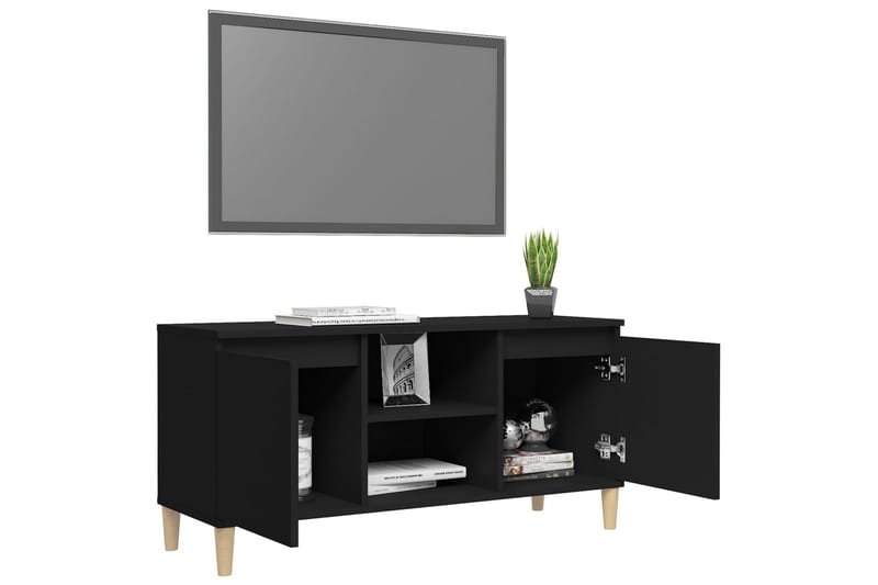 TV-taso täyspuiset jalat musta 103,5x35x50 cm - Musta - Huonekalut - TV- & Mediakalusteet - Tv taso & Mediataso