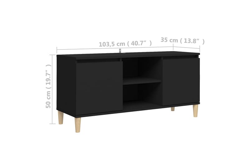 TV-taso täyspuiset jalat musta 103,5x35x50 cm - Musta - Huonekalut - TV- & Mediakalusteet - Tv taso & Mediataso