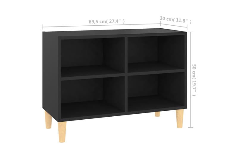 TV-taso täyspuiset jalat musta 69,5x30x50 cm - Musta - Tv taso & Mediataso