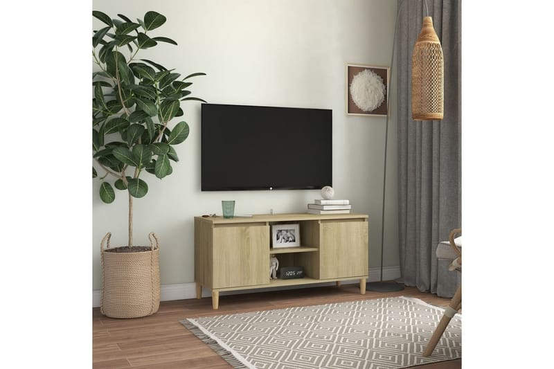 TV-taso täyspuiset jalat Sonoma-tammi 103,5x35x50 cm - Ruskea - Huonekalut - TV- & Mediakalusteet - Tv taso & Mediataso