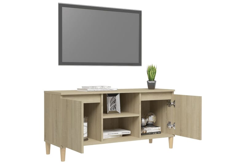 TV-taso täyspuiset jalat Sonoma-tammi 103,5x35x50 cm - Ruskea - Huonekalut - TV- & Mediakalusteet - Tv taso & Mediataso