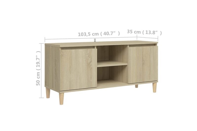 TV-taso täyspuiset jalat Sonoma-tammi 103,5x35x50 cm - Ruskea - Huonekalut - TV- & Mediakalusteet - Tv taso & Mediataso