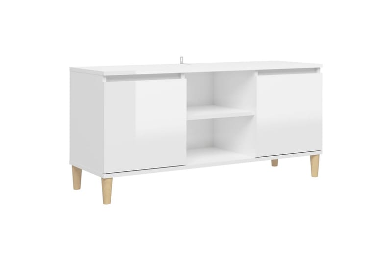 TV-taso täyspuiset jalat valkoinen 103,5x35x50 cm - Korkeakiiltovalkoinen - Huonekalut - TV- & Mediakalusteet - Tv taso & Mediataso