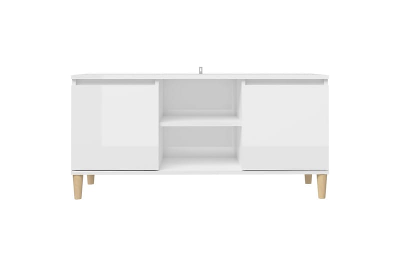 TV-taso täyspuiset jalat valkoinen 103,5x35x50 cm - Korkeakiiltovalkoinen - Huonekalut - TV- & Mediakalusteet - Tv taso & Mediataso
