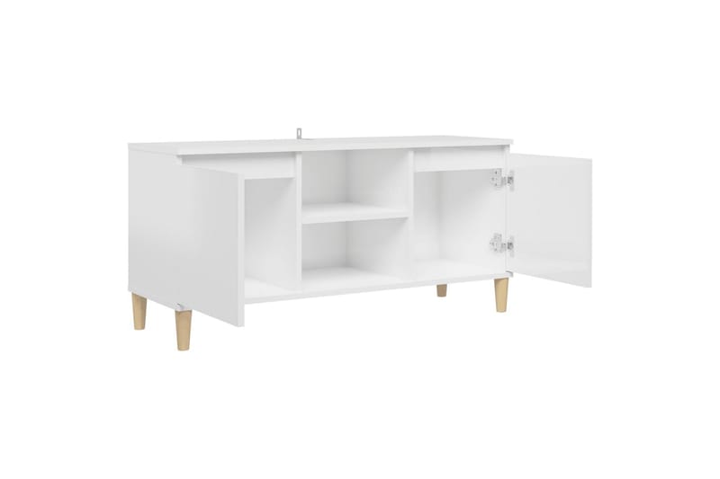 TV-taso täyspuiset jalat valkoinen 103,5x35x50 cm - Korkeakiiltovalkoinen - Huonekalut - TV- & Mediakalusteet - Tv taso & Mediataso