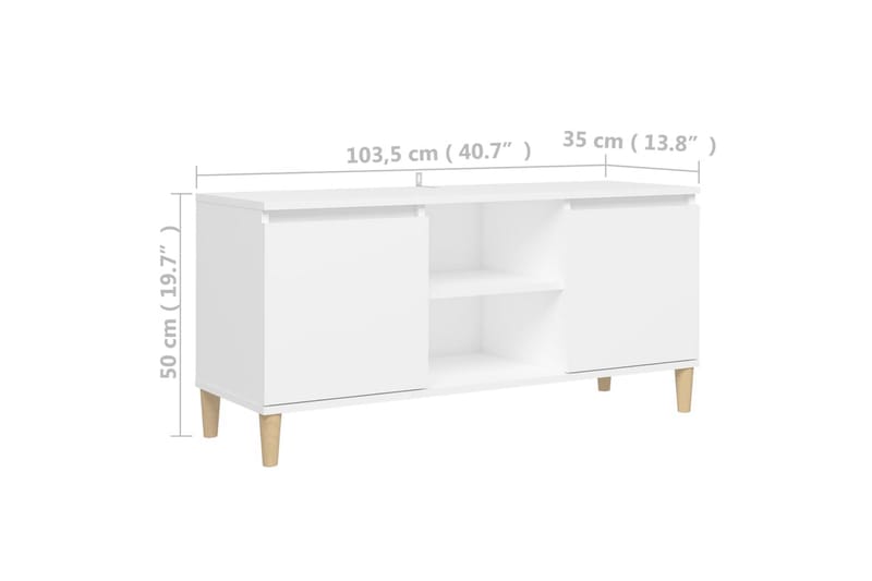 TV-taso täyspuiset jalat valkoinen 103,5x35x50 cm - Huonekalut - TV- & Mediakalusteet - Tv taso & Mediataso