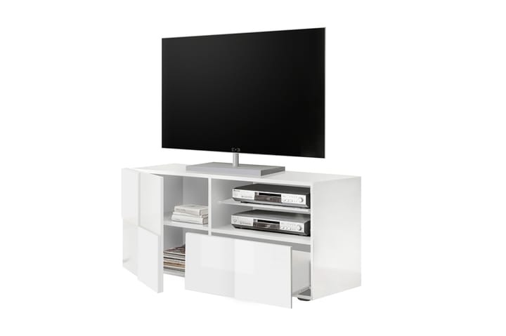 TV-taso Tabor 121 cm - Valkoinen Korkeakiilto - Tv taso & Mediataso