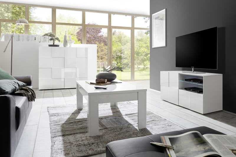 TV-taso Tabor 121 cm - Valkoinen Korkeakiilto - Huonekalut - TV- & Mediakalusteet - Tv taso & Mediataso