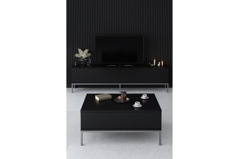 Tv-taso Tejmon 180 cm - Musta/Hopea - Huonekalut - TV- & Mediakalusteet - Tv taso & Mediataso