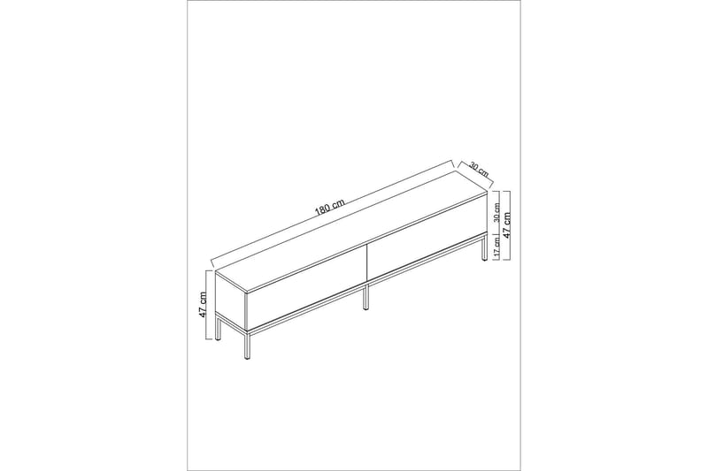 Tv-taso Tejmon 180 cm - Musta/Kulta - Tv taso & Mediataso