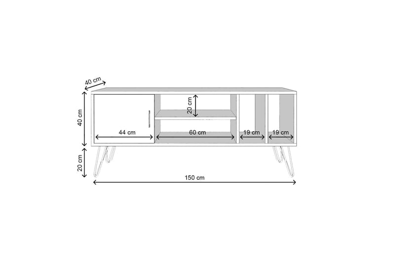 TV-taso TISSELT 150 cm - Musta/Ruskea - Huonekalut - TV- & Mediakalusteet - Tv taso & Mediataso