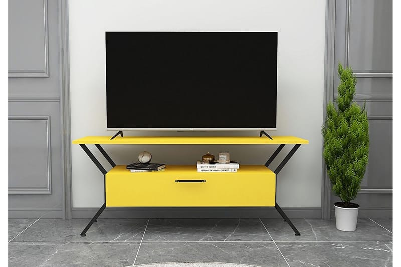 TV-taso Urgby 124x54 cm - Keltainen - Huonekalut - TV- & Mediakalusteet - Tv taso & Mediataso