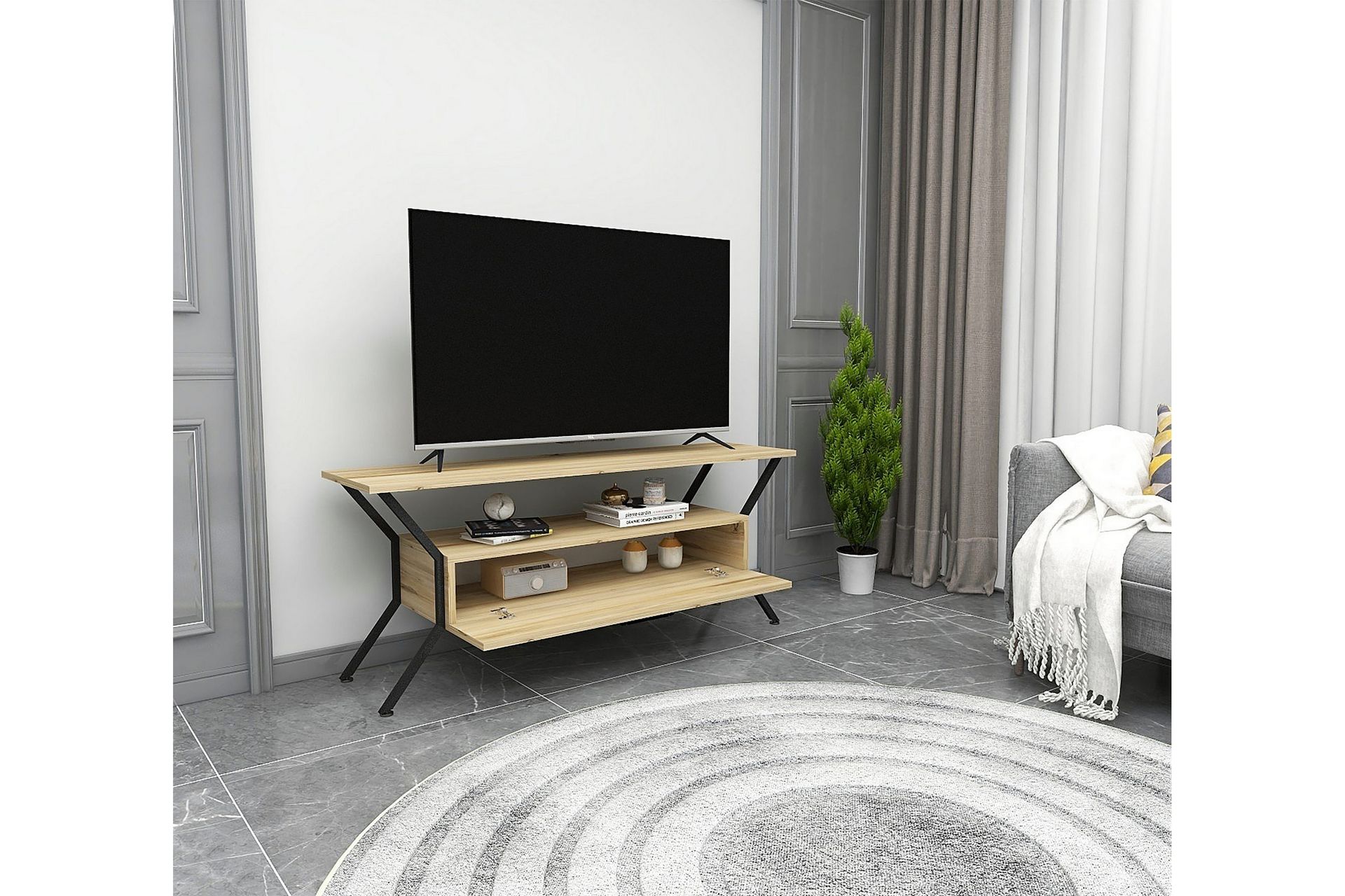 TV-taso Urgby 124x54 cm - Monivärinen - Huonekalut - TV- & Mediakalusteet - Tv taso & Mediataso