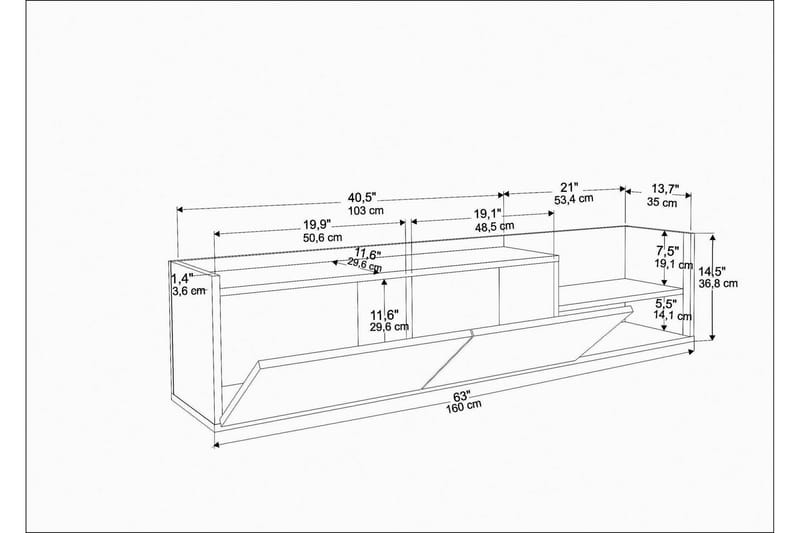 TV-taso Urgby 160x36,8 cm - Antrasiitti - Tv taso & Mediataso