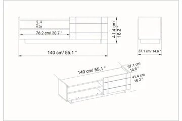 TV-taso Valantina 140 cm ovi + 3 hyllyä - Musta - Huonekalut - TV- & Mediakalusteet - Tv taso & Mediataso