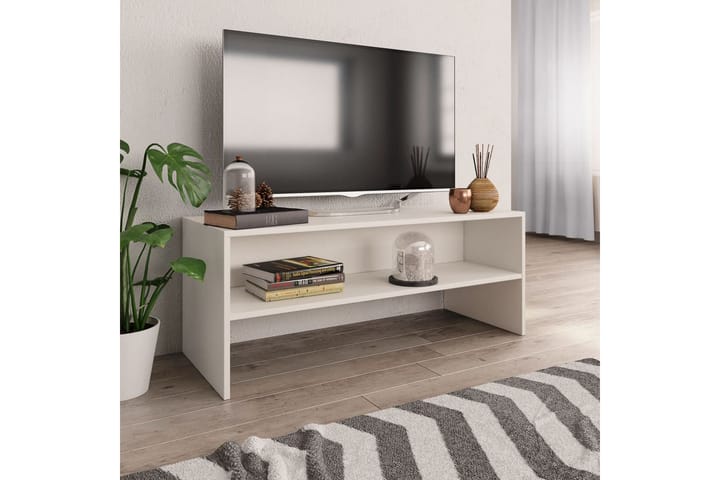 TV-taso valkoinen 100x40x40 cm lastulevy - Valkoinen - Tv taso & Mediataso