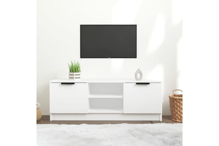 TV-taso valkoinen 102x35x36,5 cm tekninen puu - Valkoinen - Tv taso & Mediataso
