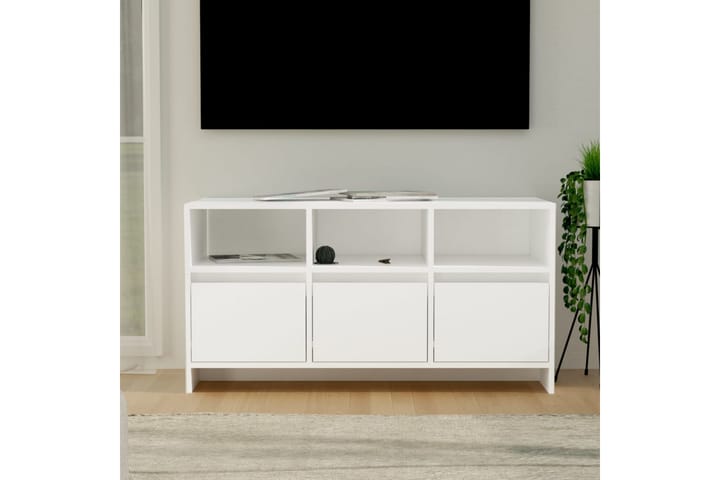 TV-taso valkoinen 102x37,5x52,5 cm lastulevy - Valkoinen - Tv taso & Mediataso