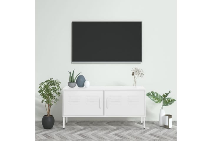 TV-taso valkoinen 105x35x50 cm teräs - Tv taso & Mediataso