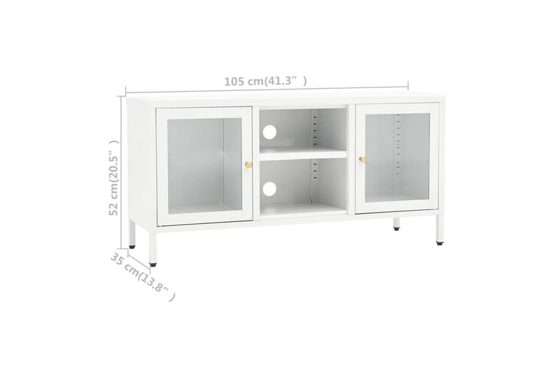 TV-taso valkoinen 105x35x52 cm teräs ja lasi - Valkoinen - Huonekalut - TV- & Mediakalusteet - Tv taso & Mediataso