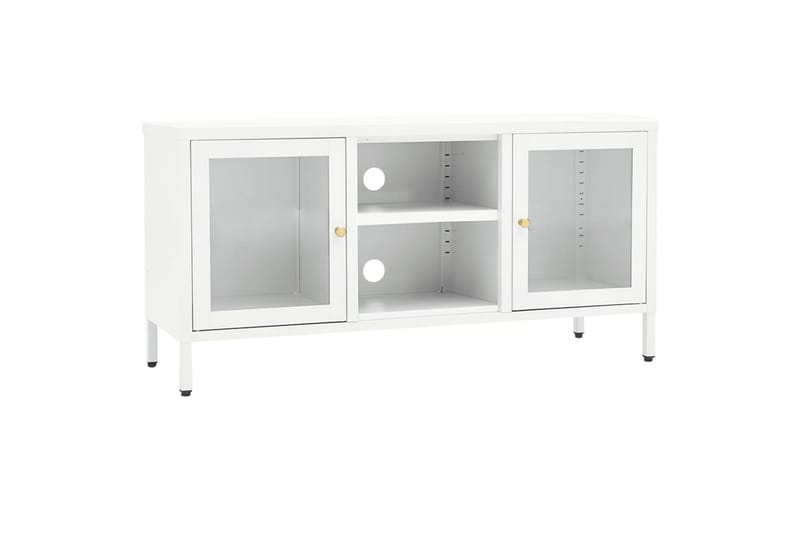 TV-taso valkoinen 105x35x52 cm teräs ja lasi - Valkoinen - Huonekalut - TV- & Mediakalusteet - Tv taso & Mediataso