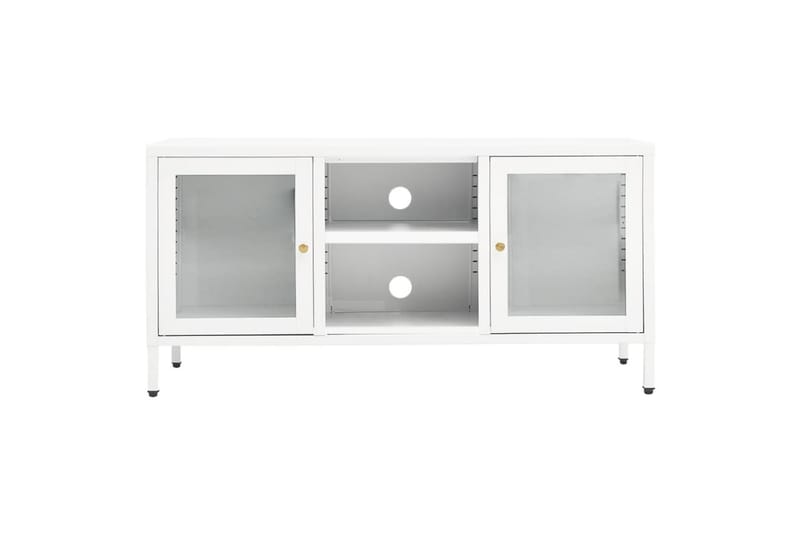 TV-taso valkoinen 105x35x52 cm teräs ja lasi - Valkoinen - Huonekalut - TV- & Mediakalusteet - Tv taso & Mediataso