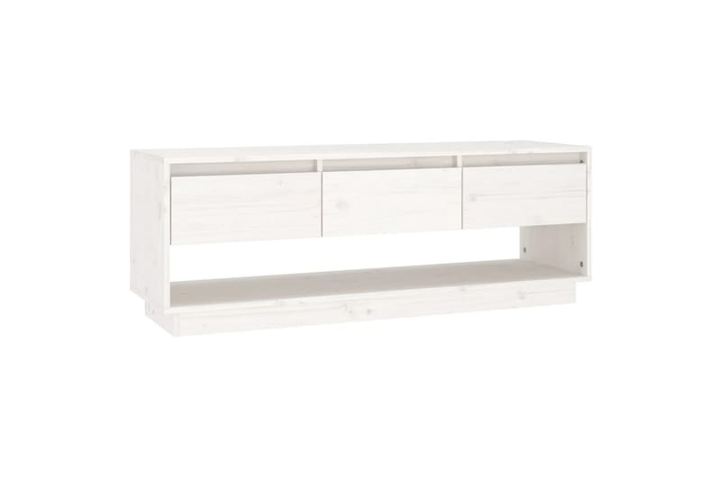 TV-taso valkoinen 110,5x34x40 cm täysi mänty - Valkoinen - Huonekalut - TV- & Mediakalusteet - Tv taso & Mediataso