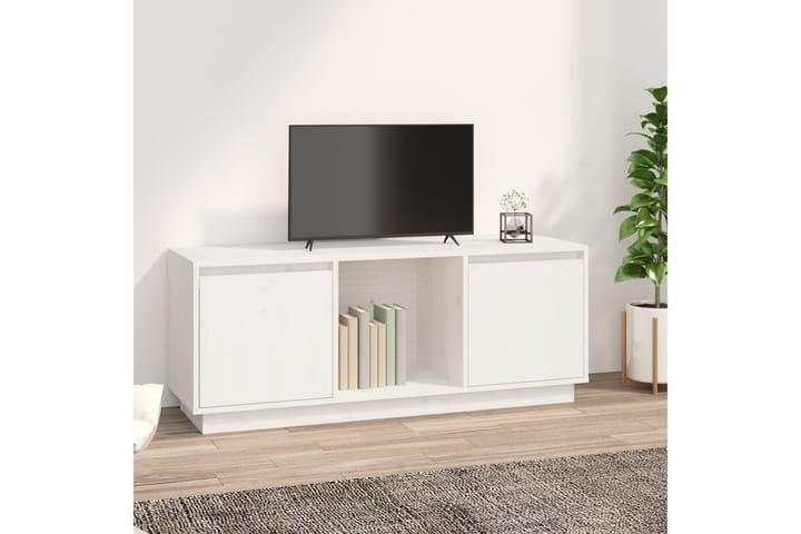 TV-taso valkoinen 110,5x35x44 cm täysi mänty - Valkoinen - Tv taso & Mediataso